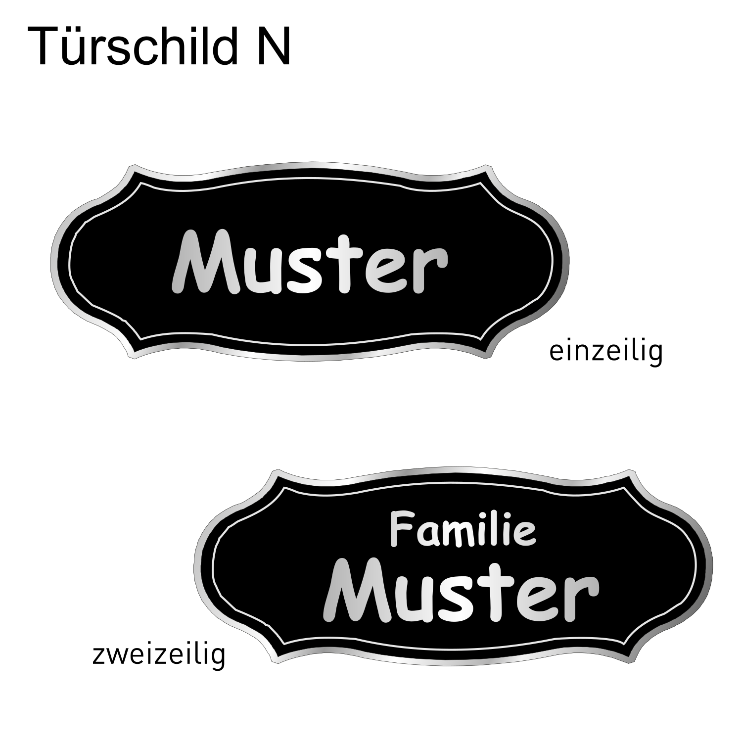 Alutürschild schwarz Form N