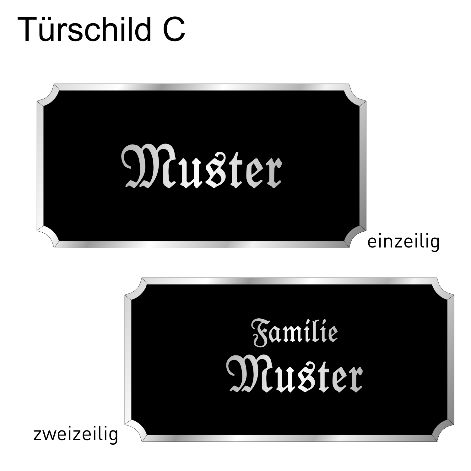 Alutürschild schwarz Form C